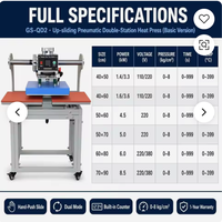 Presse à chaud semi-automatique pneumatique 60*40cm à glissière supérieure 2 stations avec alignement laser pour impression DTF sur coton, polos, t-shirts et sacs