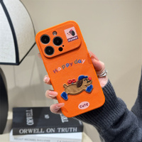 Étui de téléphone portable en cuir PU original pour iPhone 17 Air 16 15 14 Pro Max, coque arrière en TPU PC TechWoven motif chien