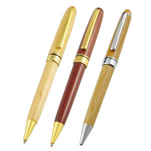 ปากกาหมุนแบบกำหนดเองเป็นมิตรกับสิ่งแวดล้อม ทำจากไม้ไผ่รีไซเคิลและโลหะ พร้อมหมึกสีดำ สำหรับโรงแรม - Product Image 1