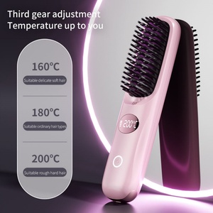 160°/180°/200° Wireless Electric Hair Straightener <b>Comb</b> Brush Travel Home Portable Hair Straightener Brush Type-C Rechargeable - Product Image 6