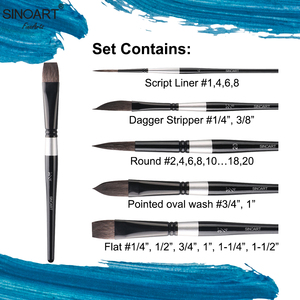 SINOART – ensemble de pinceaux de peinture d'artiste en Sable <span class=keywords><strong>russe</strong></span> de meilleure qualité pour <span class=keywords><strong>aquarelle</strong></span>, ensemble de pinceaux d'art - Product Image 3