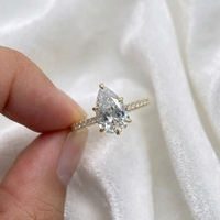 Cincin Wanita Moissanite GRA 6CT Potongan Pear Tetesan Air Perak S925 Dapat Lulus Tes, untuk Pernikahan dan Pertunangan