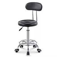 Tabouret de Salon Mobile Moderne pour Tatouage avec Siège Rond en Cuir PU, Siège à Hauteur Réglable, Cadre en Acier Durable, Chaise de Clinique