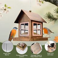 Mangeoire à oiseaux vintage en cuivre OEM Oniya, en forme de maison, suspendue, en fer forgé, pour oiseaux sauvages, pour l'extérieur