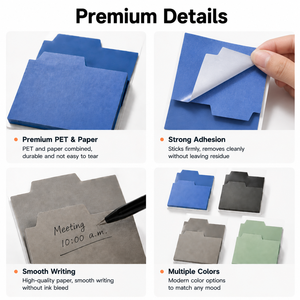 Blocs-notes autocollants en PET et papier, classeurs de notes, forte adhérence, écriture nette, plusieurs couleurs pour le bureau - Product Image 3
