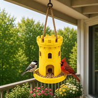 Mangeoire à oiseaux suspendue d'extérieur en plastique, design château, pour oiseaux sauvages, pour la décoration du jardin, de la cour et du balcon