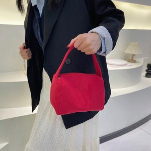 Bolsos de Mano Pequeños de Pana Personalizados al por Mayor para Mujer, Lindos Bolsos de Tela con Cremallera y Correa para el Hombro - Product Image 3