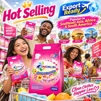 OMOKLIN Détergent en poudre floral 500G Emballage rose 3x1 Haute mousse avec adoucissant supplémentaire Vente en gros B2B Afrique Asie du Sud-Est