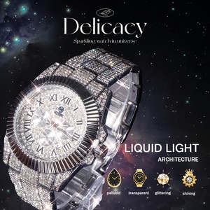 Herren Premium Moissanit-Diamant-Uhr Vollständig Vereiste Bling-Uhr Edelstahlarmband Luxuriöses Hip-Hop-Design Analoges Zifferblatt - Product Image 1