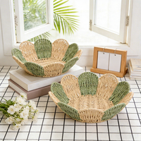Panier de rangement en corde de papier tressée motif pétale, moderne, minimaliste, personnalisable, écologique, durable, décoratif, plateau à fruits, pour entrée et clés