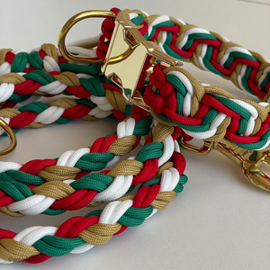 Regalo de Navidad Hands-freeWaterproof Trenzado Personalizable Paracord Dog Leash en tonos navideños para mascotas - Product Image 3
