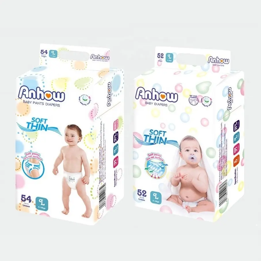 High Absorbent Disposable Anhow Baby Diapers Wholesale Custom Baby Diaper Pant Best Price Manufacturer