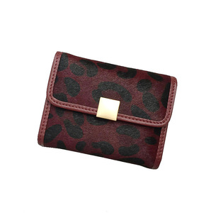 Kadın yeni kısa hakiki deri leopar çantalar at saç cüzdan kapak kapatma tipi - Product Image 4