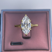 Bagues de fiançailles et de mariage Sevena en argent sterling 925 certifié GRA, avec diamant Moissanite taille marquise 7*14mm 3 carats pour femme