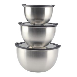 Juego de cuencos para mezclar de acero inoxidable con tapas de vidrio transparente para hornear, preparar cocinar, servir comida, cuencos de Metal anidados - Product Image 1