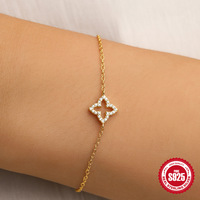 Bijoux minimalistes SPJ Fashion en argent sterling 925, trèfle à quatre feuilles, plaqué or, zircone, boucles d'oreilles et bracelets pour femmes