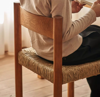 Chaise de salle à manger en bois massif avec cadre en bois et corde tressée pour la vente en gros de meubles de restaurant