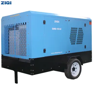 Compressor de ar portátil 425cfm, fácil de manutenção, 7bar, 102psi, parafuso, duas rodas, conduzidas para furadeira de água