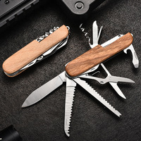 Couteau pliant multifonction avec logo personnalisé, manche en bois de rose et hêtre, souvenir créatif, lame de 6,5 cm, blanc