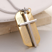 Collier pendentif croix militaire rétro en acier titane doré, style européen et américain, design tendance Joker, bijoux de rue pour enfants