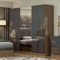 Armoire de rangement en bois tendre, meubles de Suite de reine, lit King Size, miroir, lit moderne en bois massif de luxe, ensemble de chambre à coucher