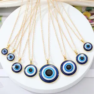 Модное ювелирное изделие 14 карат позолоченное круглое ожерелье с дьявольским глазом большое синее турецкое ожерелье с подвеской в подарок