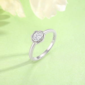 Factory Direct Sales S925 Sterling <b>Silver</b> Rhodium Flower Shape Shiny 3A Cubic Zircon Brilliant Cut Engagement Band <b>Ring</b> Party - Product Image 3