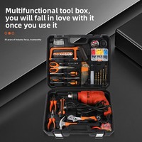 Ensemble d'outils électriques ménagers, perceuse à percussion, kit de quincaillerie combiné, boîte à outils en acier au chrome-vanadium, pour électricien, vente en gros