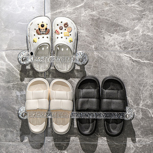 Bathroom Slipper <b>Rack</b> <b>Wall</b> Mounted 50Cm Translucent Gray Silver With Glacier Pattern For Storage Shelf - Product Image 2