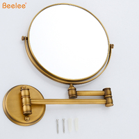Beelee-Espejo de maquillaje M0188A para Hotel, de latón antiguo, montado en la pared, aumento de 8 pulgadas