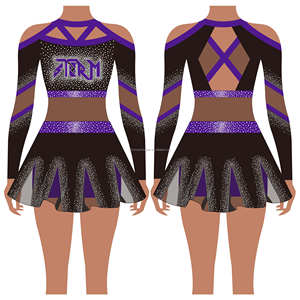最新人気チアリーディング制服ラインストーン長袖プロデザインチームウェアセクシーチアリーダー衣装 - Product Image 6