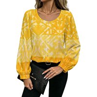 Chemisier personnalisé à motif floral tropical hawaïen pour femme, col rond, manches longues, boutonné, idéal pour les affaires et les vacances