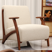 Fauteuil de loisirs en bois massif, fauteuil d'appoint rembourré, siège de salon pour coin lecture