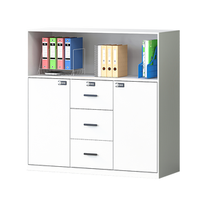 Meuble de classement moderne en métal blanc <span class=keywords><strong>à</strong></span> profil bas avec tiroirs verrouillables pour bureau, en acier laminé <span class=keywords><strong>à</strong></span> froid blanc, <span class=keywords><strong>armoire</strong></span> de classement courte - Product Image 1