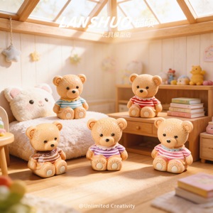ตุ๊กตาหมีจิ๋ว Lanshuo ขนาด 1:12 ทำจากเรซิ่นพลาสติก สำหรับตกแต่งชุดเครื่องประดับ DIY และของตกแต่งโต๊ะ - Product Image 2