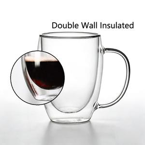 Mug en verre résistant à la chaleur avec poignée, 350 ml, sans plomb, pour le bureau et la maison (vente en gros) - Product Image 1