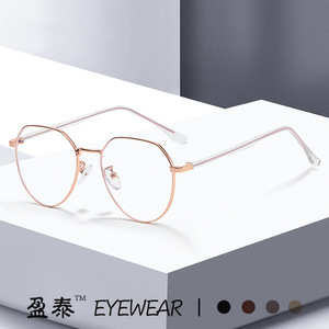แว่นตาอี้หิงไถ ทรงโลหะแบบไม่สมมาตร ป้องกันแสงสีฟ้า เลนส์ใส สำหรับทุกเพศ แบบเต็มกรอบ - Product Image 2