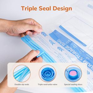 Sacchetti <span class=keywords><strong>Sottovuoto</strong></span> Rinforzati in PA+PE con Doppia Chiusura a Zip e Valvola Ermetica, Risparmio di Spazio del 80%, Organizzatore <span class=keywords><strong>per</strong></span> la Casa con Pompa Manuale - Product Image 5