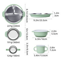 Tazón Infantil de Acero Inoxidable de Doble Pared con Aislamiento, con Base de Silicona Antideslizante, Vajilla Resistente al Calor con Diseño Impreso