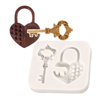 Moule à gâteau en silicone DIY, motif graphique de cadenas et clé, style rétro classique populaire, en forme de rectangle 3D, prix usine