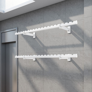Wall Mounted <b>Clothes</b> Drying <b>Rack</b> Aluminum Alloy Single Bar Fixed Adjustable Outdoor Rectangle BZ350 - Product Image 1