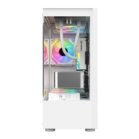 AntarcChill Full White Color Full View Mid Tower Glass Aluminum Alloy Gaming Chassis Power Supply Supporting ATX Motherboard