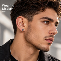 Boucles d'oreilles clous croix gothique en acier inoxydable 316L pour hommes, petites, style punk, détails noirs moulés, 7mm