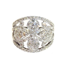 Offres Spéciales – Bague de Fiançailles, de Mariage ou d'Anniversaire en Or Blanc Massif 18 carats avec Diamant Taille Brillant de Haute Qualité et Sertissage en Grappe Pavé - Product Image 1
