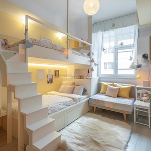 Letto a Castello per Bambini in Legno Massello su Misura con Scrivania, Arredamento Multifunzionale <span class=keywords><strong>Salvaspazio</strong></span> per Camera da Letto dei Bambini - Product Image 1