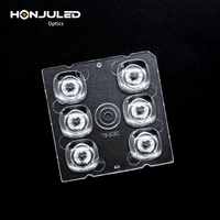 Lentille optique LED en PC moulée par injection personnalisée HONJU, indice de protection IP65, garantie de 3 ans, distribution de lumière à uniformité élevée pour usage commercial
