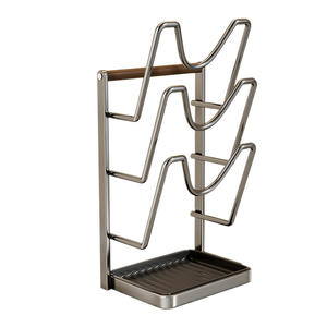 Soporte universal para tapas de ollas, montado en la pared, con soporte de bambú para tapas, escurridor para ahorrar espacio en la cocina, almacenamiento colgante. - Product Image 3