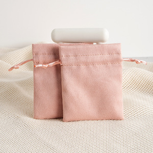 Bolsa de terciopelo rosa para joyería, bolsa de almacenamiento con cordón para anillos de 7x9cm, para embalaje de regalos de boda - Product Image 2