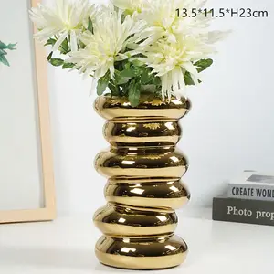 Ordinamento per la decorazione di hotel nordici moderni all'ingrosso personalizzato vaso d'oro vasi in ceramica per fiori