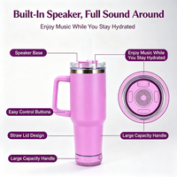 Gobelet de voyage isotherme sans fil 40 oz en acier inoxydable avec haut-parleur, lecteur de musique, poignée, plusieurs couleurs, pour sublimation à froid